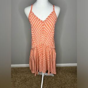 French Connection Ziggy Geranium Rose Bisquit Zig Zag Silk Halter Dress